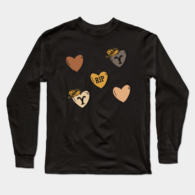 Yellowstone Candy Heart RIP Valentines Day Design Long Sleeve T-Shirt by Sheila’s Studio